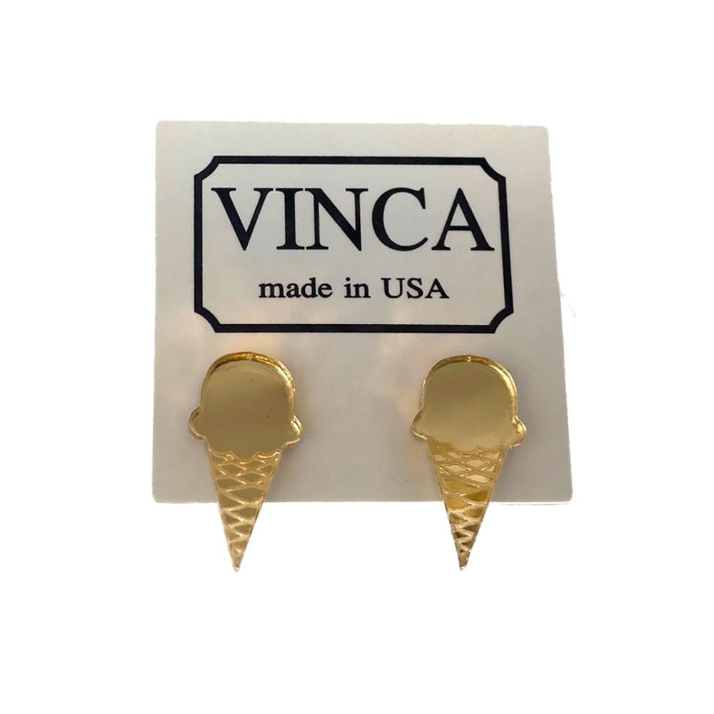 Golden Single Scoop Ice Cream Cone earrings